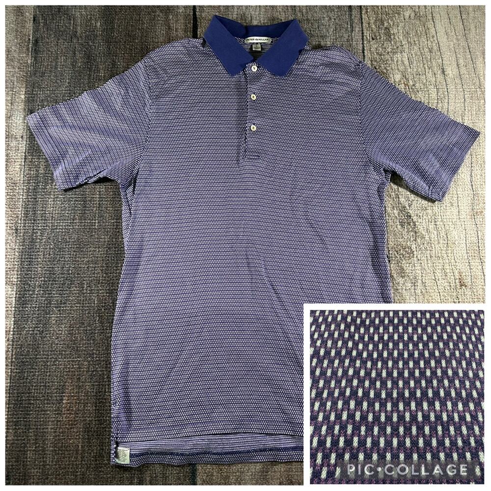 Peter Millar Pattern Print All Over Performance Golf Polo Shirt Large Comfort